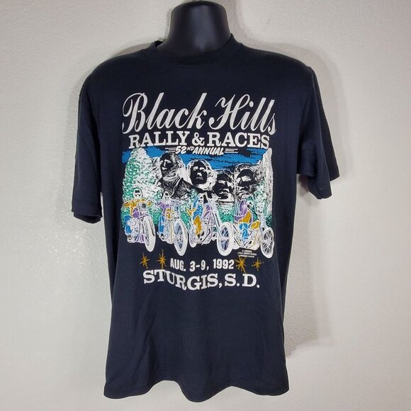 VTG 1992 Black Hills Rally & Races 52nd T-Shirt XL Sturgis Motorcycle Rally USA - Picture 2 of 9